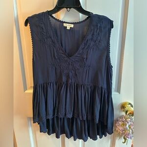 Max Studio Dark Blue Sleeveless Top Size S